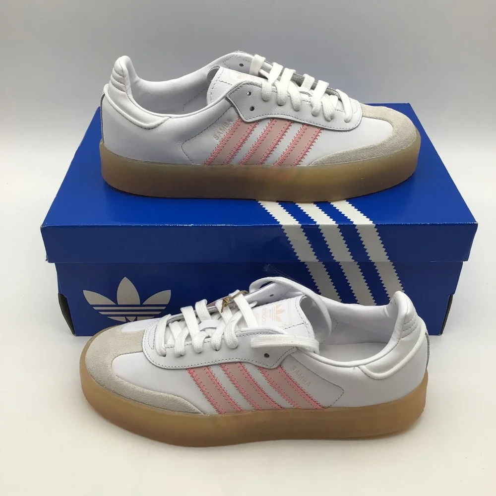 Adidas Sambae W Womens Size 7 White Pink Platform Gum Sole Sneakers IH4026 NEW